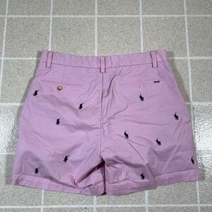 Polo Ralph Lauren Shorts Mens 32 Pink  Classic Fit Aop Embroidered Pony Chino